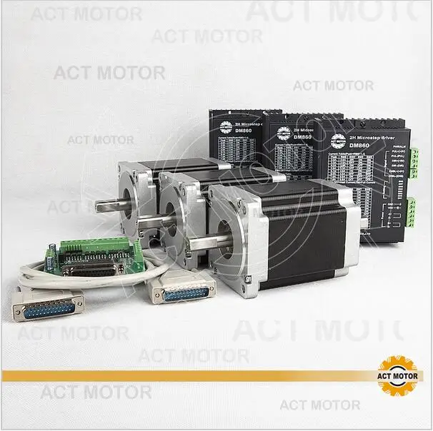 ACT Motor 3PCS Nema34 Stepper Motor 34HS5435B Dual Shaft 1600oz-in 3.5A+3PCS Driver DM860 7.8A 80V 256Micro Kit CNC Engraving
ACT Motor 3PCS Nema34 Stepper Motor 34HS5435B Dual Shaft 1600oz-in 3.5A+3PCS Driver DM860 7.8A 80V 256Micro Kit CNC Engraving