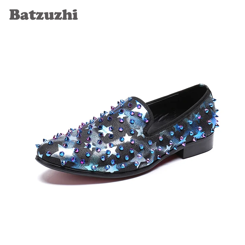 

Batzuzhi New Men Shoes Casual Leather Shoes Men Luxury Designer's Men Loafers Rivets Spikes Shoes Men Moccasins, Big Sizes