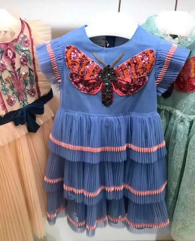 

Girls Embroidery Layered Dress 2019 Kids Summer Dresses For Girls Girl Princess Dress Girl Bee Dress For 90-140cm