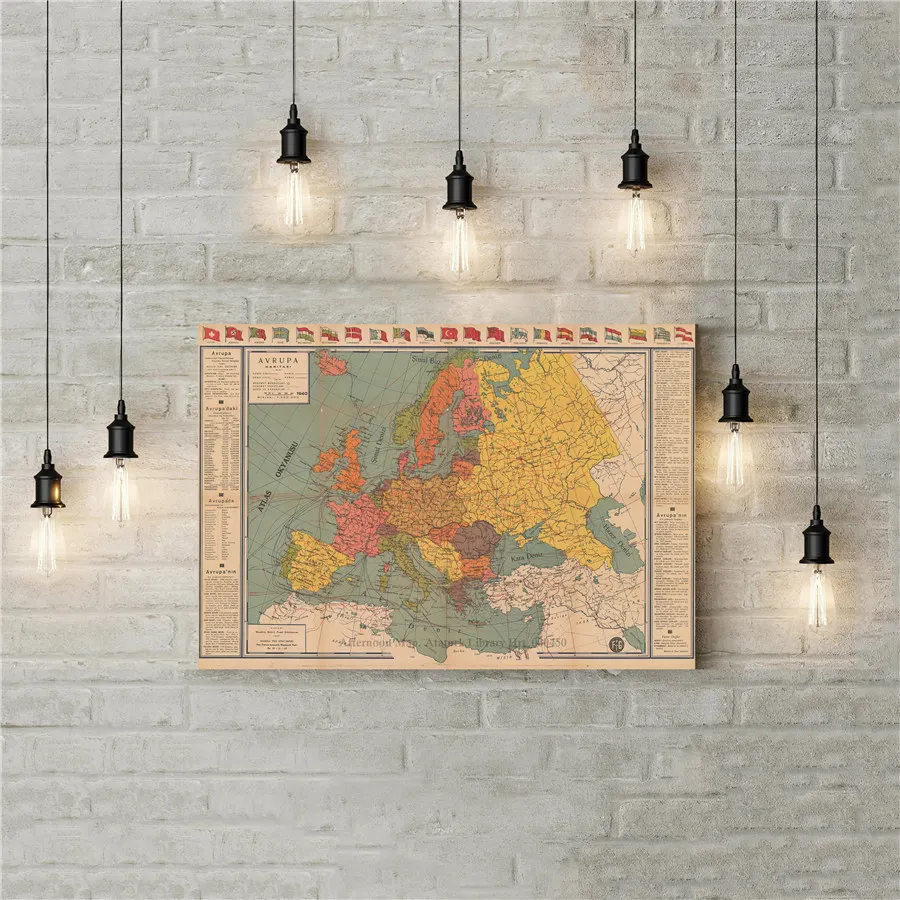 World Time Zone Map Europe of European Independent National Flags Canvas Wall Sticker Home Decor Exquisite Print Painting | Дом и сад