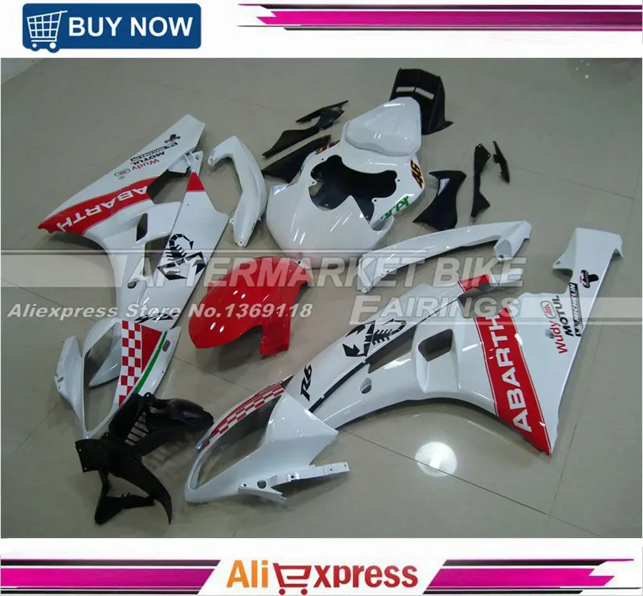 Injection Fairings For Yamaha YZF-R6 06 07 YZF600 R6 2006 2007ABS Motorcycle Fairing Kit Bodywork Cowling WHITE-RED-ABARTH
Injection Fairings For Yamaha YZF-R6 06 07 YZF600 R6 2006 2007ABS Motorcycle Fairing Kit Bodywork Cowling WHITE-RED-ABARTH