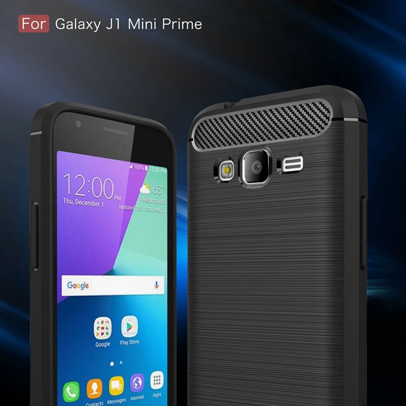 Модная чехол для samsung Galaxy J1 мини Прайм крышки углеродного волокна задняя крышка