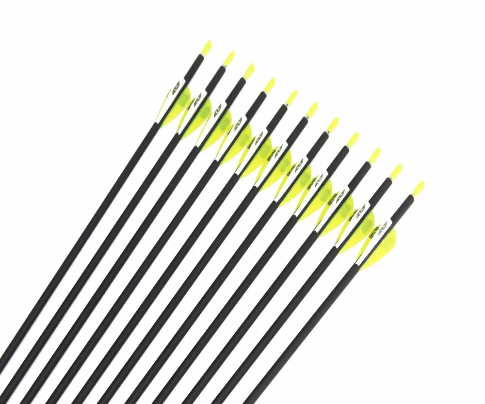 6/12/24pcs Archery carbon arrow spine1000 ID4.2 OD6mm pin nock 80gr target point 1.75&quotplastic vane for Recurve Bow shooting | Спорт и