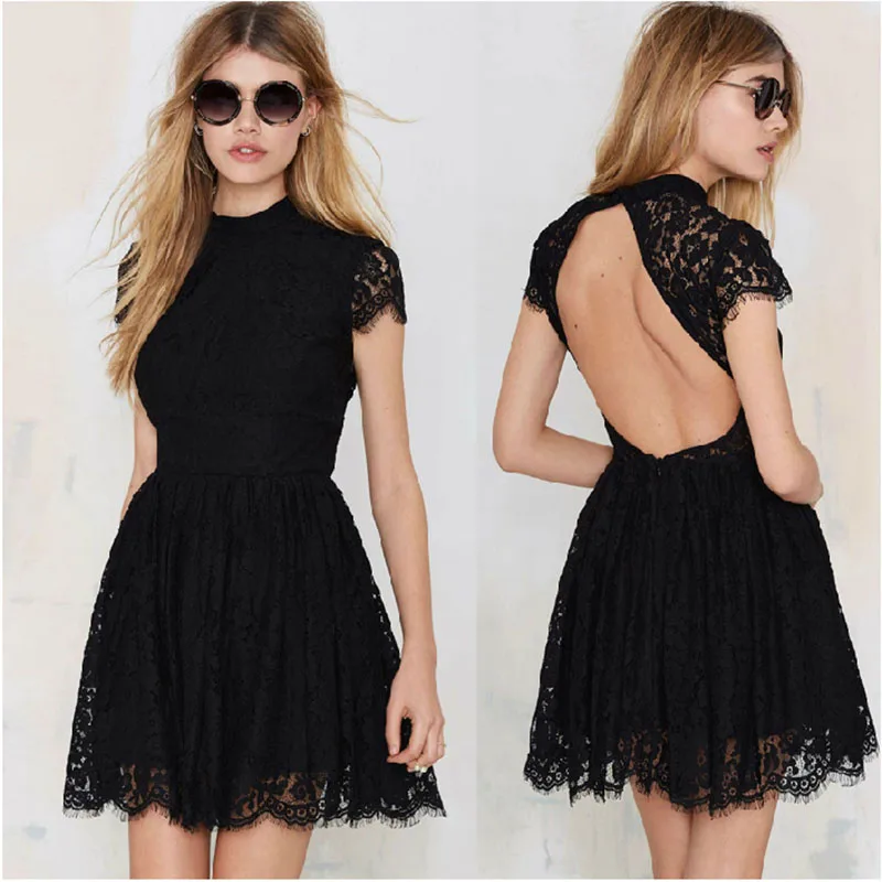 Elegant Women Lace Backless Dress Summer Casual Party Short Sleeve Dresses Black Sexy Club Tunic Mini A Line Dress Vestidos
Elegant Women Lace Backless Dress Summer Casual Party Short Sleeve Dresses Black Sexy Club Tunic Mini A Line Dress Vestidos