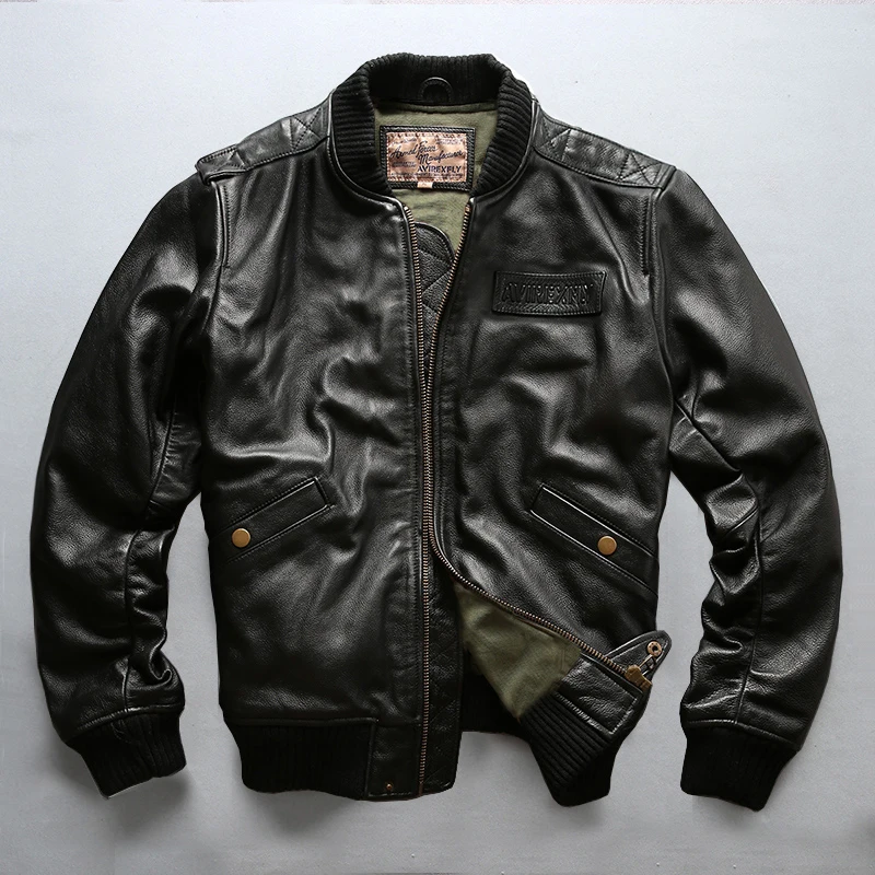 AVIREXFLY 2019 Men Black Top Gun Leather Pilot Jacket Real Sheepskin Short Plus Size XXXL Men Winter Military Russian Coat
AVIREXFLY 2019 Men Black Top Gun Leather Pilot Jacket Real Sheepskin Short Plus Size XXXL Men Winter Military Russian Coat
