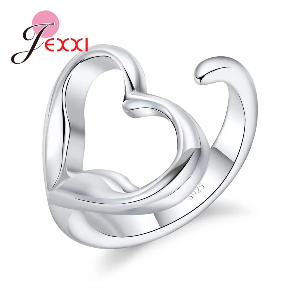 European Style Women Heart Shape 925 Sterling Silver Open Ring For Wedding Engagement Jewelry Adjustable Finger Rings
European Style Women Heart Shape 925 Sterling Silver Open Ring For Wedding Engagement Jewelry Adjustable Finger Rings