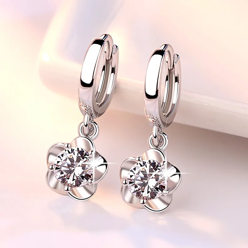 925 sterling silver fashion plum flower crystal ladies stud earrings jewelry Anti allergy female women drop shipping
925 sterling silver fashion plum flower crystal ladies stud earrings jewelry Anti allergy female women drop shipping