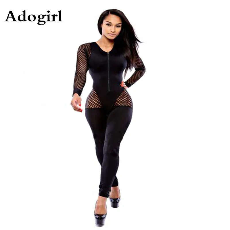 Gridding Patchwork Sexy Jumpsuits Mesh Hollow Out Long Sleeve Zipper Skinny Black Night Club Party Outfits
Gridding Patchwork Sexy Jumpsuits Mesh Hollow Out Long Sleeve Zipper Skinny Black Night Club Party Outfits