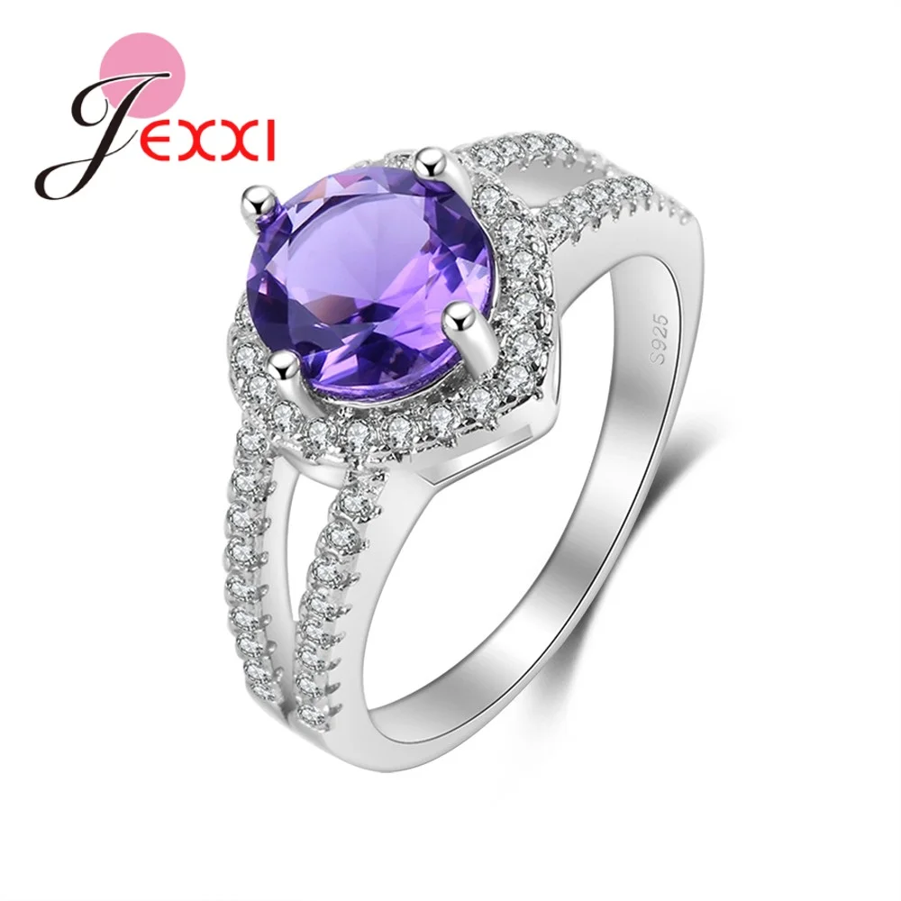 Womens Fashion Silver Rings With CZ Zircon Round Purple Crystal Engagement Wedding Ring Bridal Jewelry Gift
Womens Fashion Silver Rings With CZ Zircon Round Purple Crystal Engagement Wedding Ring Bridal Jewelry Gift