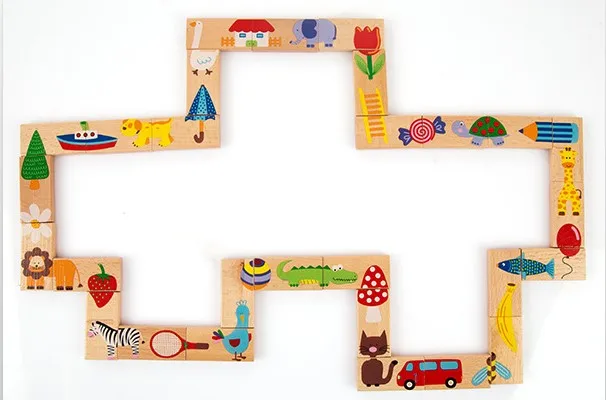 Развивающая игрушка деревянное домино игра строительный блок для детей