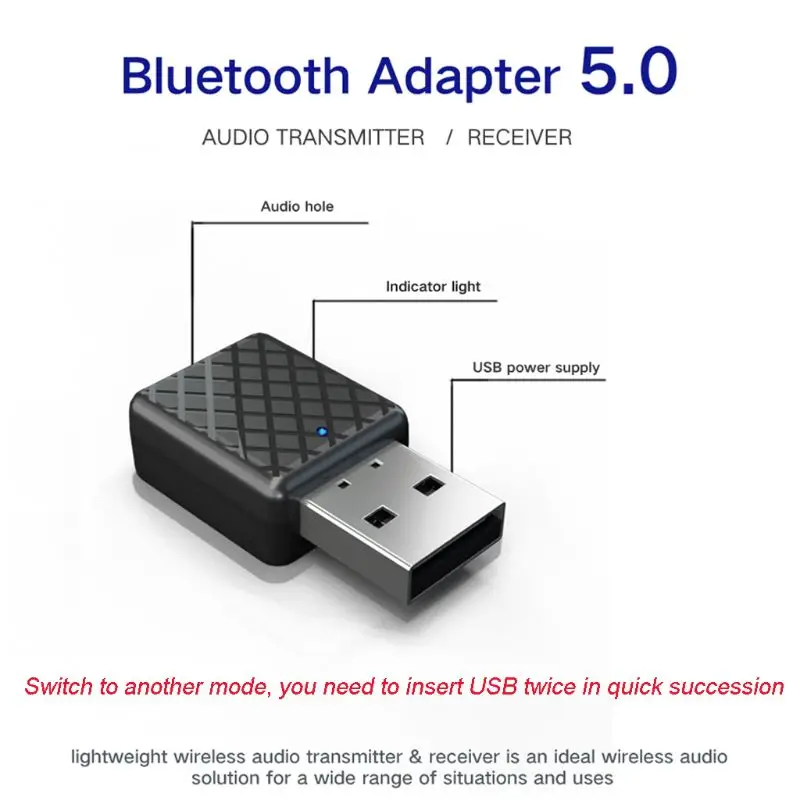 USB Bluetooth Receiver Transmitters 5.0 Wireless 3.5mm Audio Music Stereo Adapter for TV PC Speaker Headphone 10166 | Электроника