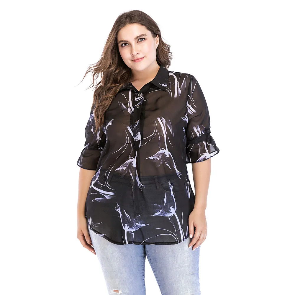 TUHAO Print Chiffon Blouse Woman Sexy Perspective Summer Bow Half Sleeve Casual Plus Size 6XL 5XL Femme Blouses Shirts CM352
TUHAO Print Chiffon Blouse Woman Sexy Perspective Summer Bow Half Sleeve Casual Plus Size 6XL 5XL Femme Blouses Shirts CM352