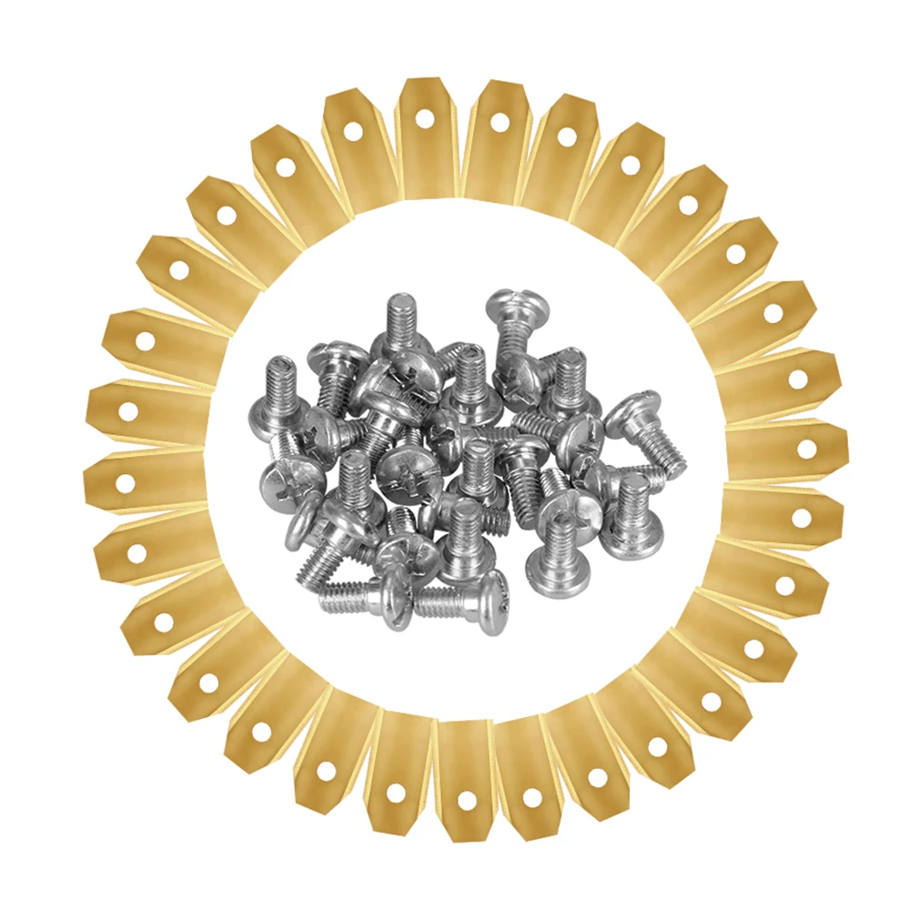 30pcs Titanium Coated Lawn Mower Blade with Screws for Husqvarna Automower 0.45mm 0.6mm 0.75mm Garden Trimming Blades Cutter
30pcs Titanium Coated Lawn Mower Blade with Screws for Husqvarna Automower 0.45mm 0.6mm 0.75mm Garden Trimming Blades Cutter