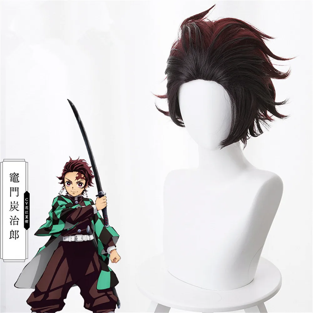 Демон убийца: Kimetsu no Yaiba Tanjiro Kamado короткие каштановые коричневые термостойкие