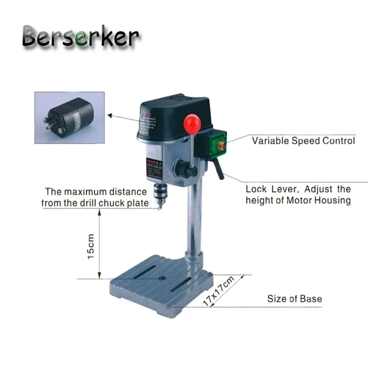 

Berserker Precision Mini Bench Drill Power Easy drilling Machine 220V 150W 6.5mm Chuck BG-5158 Free Shipping
