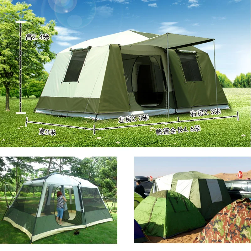 Роскошная двухслойная палатка для кемпинга на 6 8 10 12 человек большая с тентом две
