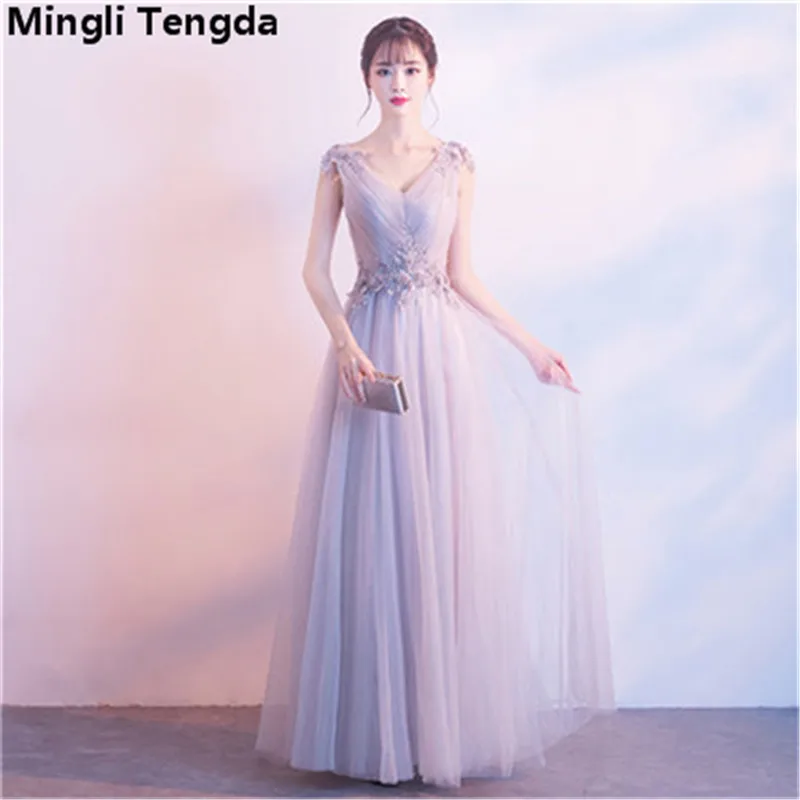 Mingli Tengda Champagne/Gray V-Neck Bridesmaid Dresses Long Lace Bridesmaid Dress Sexy Elegant Dress vestido dama de honra
Mingli Tengda Champagne/Gray V-Neck Bridesmaid Dresses Long Lace Bridesmaid Dress Sexy Elegant Dress vestido dama de honra