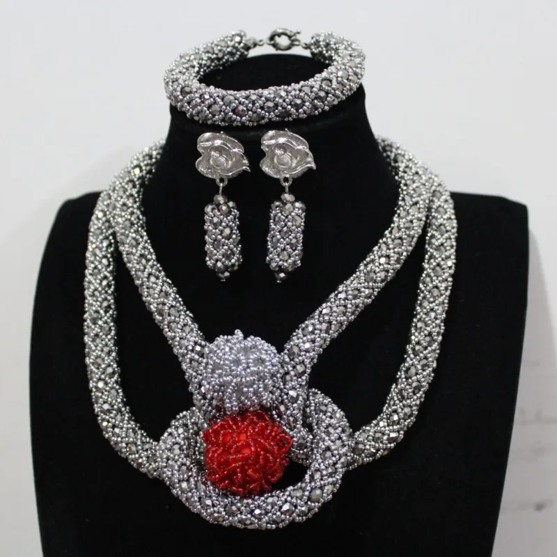 4UJewelry Crystal Silver African Wedding Jewelry Set Silver and Red Bridal Party Necklace And Earrings Set With Bracelet 2019
4UJewelry Crystal Silver African Wedding Jewelry Set Silver and Red Bridal Party Necklace And Earrings Set With Bracelet 2019