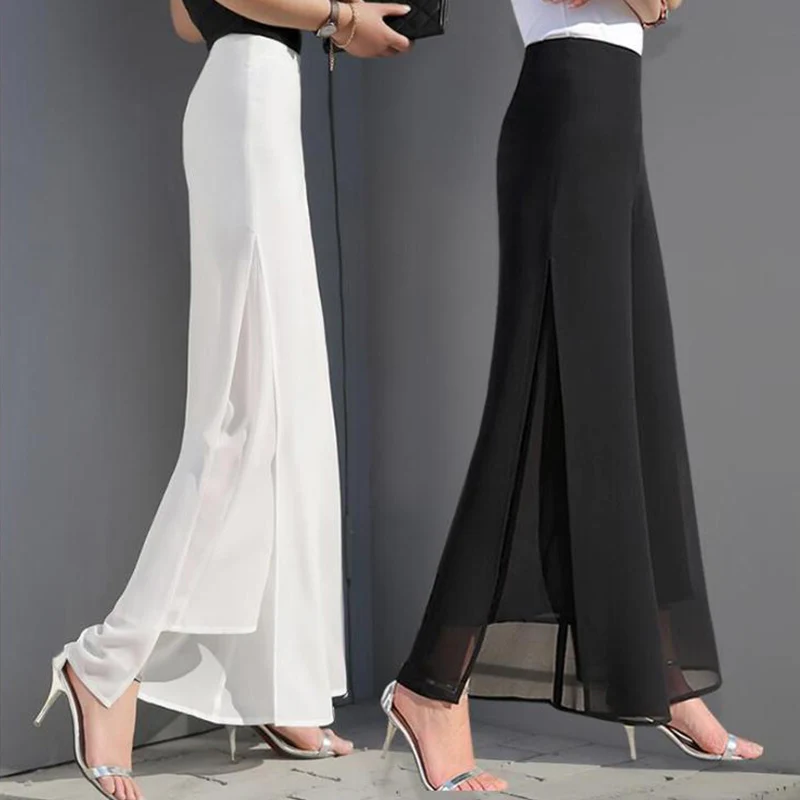 2019 Women Ladies Vintage Loose High Waist Long Trousers Chiffon Side Split Casual Palazzo Pants Wide Leg Pants pantalones
2019 Women Ladies Vintage Loose High Waist Long Trousers Chiffon Side Split Casual Palazzo Pants Wide Leg Pants pantalones