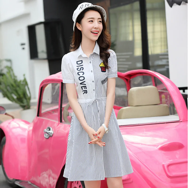 Fashion Japan Style Loose Women's Clothing Striped Dress 2019 Summer New Slim Teenage Student Short Sleeve Dress
Fashion Japan Style Loose Women's Clothing Striped Dress 2019 Summer New Slim Teenage Student Short Sleeve Dress