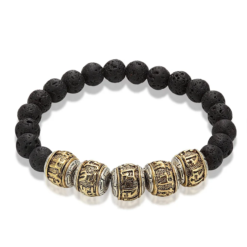 Tibetan Buddhism Alloy Volcanic stone Bracelet Men's Six-Character Mantra OM MANI PADME HUM Metal Amulet Beads Bracelet Women
Tibetan Buddhism Alloy Volcanic stone Bracelet Men's Six-Character Mantra OM MANI PADME HUM Metal Amulet Beads Bracelet Women