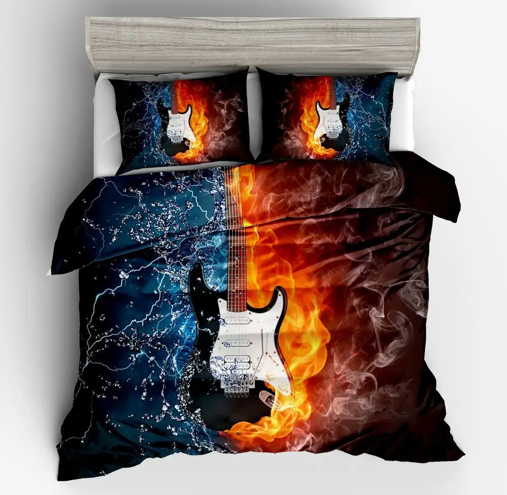 Duvet Cover Ice fire music electric guitar simple wind 2/3pcs British Style Family student dormitory Quilt cover pillowcase
Duvet Cover Ice fire music electric guitar simple wind 2/3pcs British Style Family student dormitory Quilt cover pillowcase