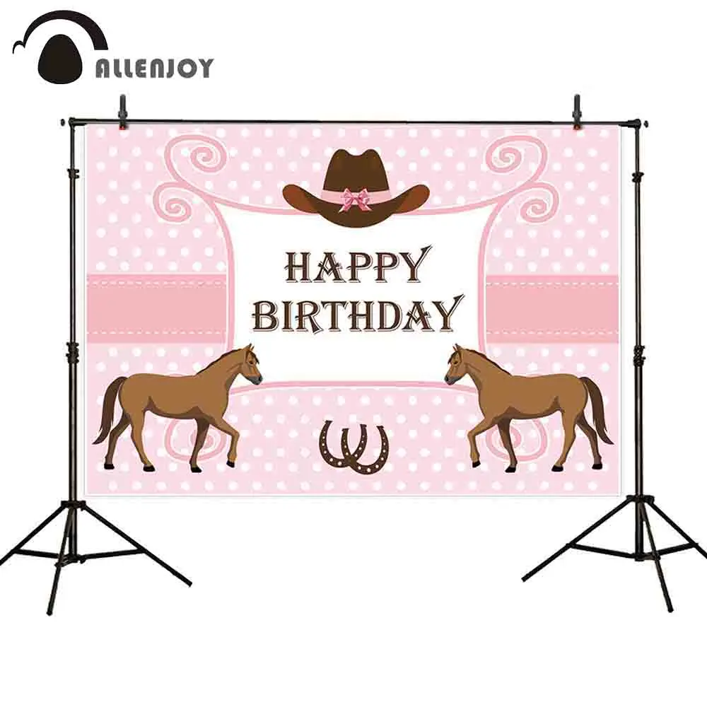 Allenjoy фоны для дня рождения фотография розовый Лошадь Шляпа точки дети фотосессия