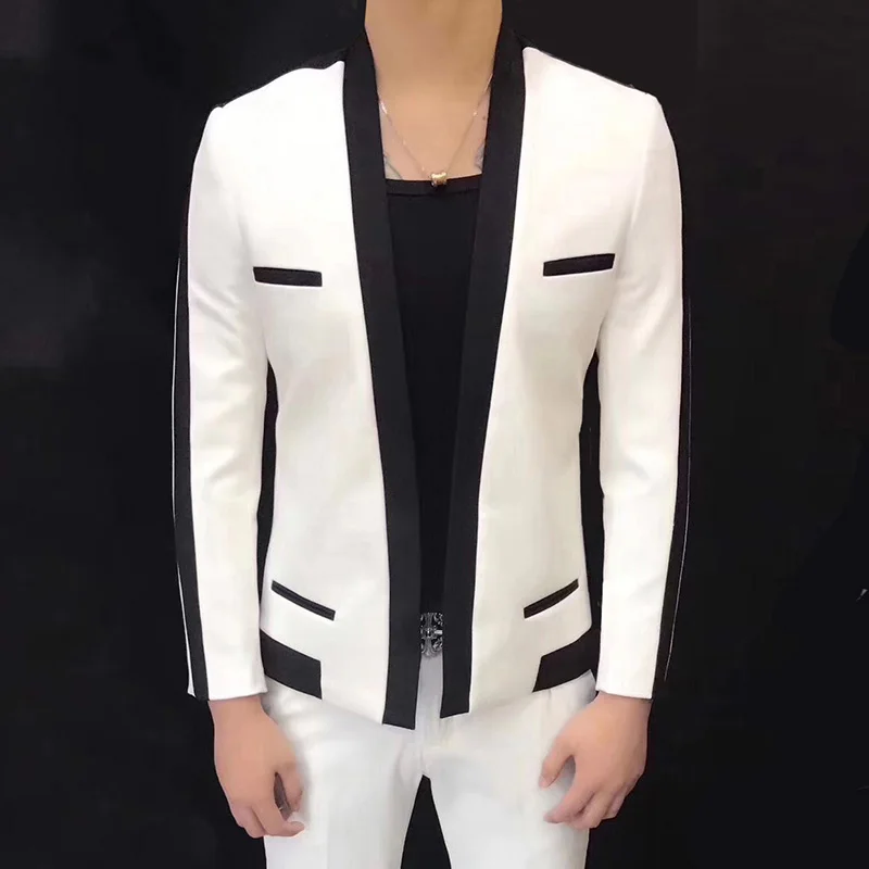 

XS-6XL 2019 Men's new fashion fashion walk-show The groom's wedding suit hairdresser's jacket plus size singer costumes