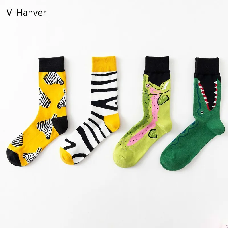 V-Hanver Заводские оригинальные мужские носки 5 цветов хлопковые цветные с объемным