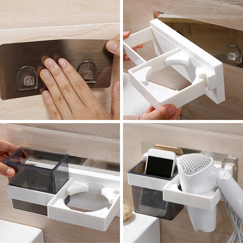 Bathroom Wall-mounted Hair Dryer Storage Rack Non-trace Comb Cosmetics Holder Organizer Plastic Support Box Accessories Supplies
Bathroom Wall-mounted Hair Dryer Storage Rack Non-trace Comb Cosmetics Holder Organizer Plastic Support Box Accessories Supplies