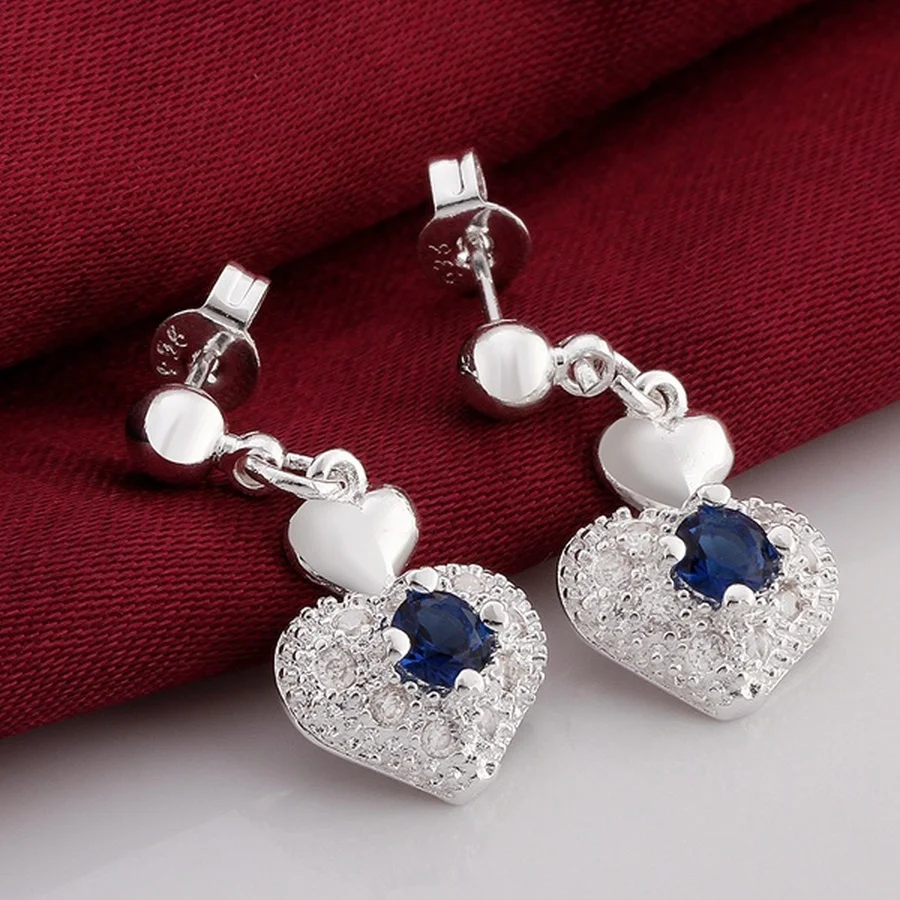 women lady wedding party Romantic heart zircon crystal design lovely nice valentine gift Silver color Earring Jewelry E566
women lady wedding party Romantic heart zircon crystal design lovely nice valentine gift Silver color Earring Jewelry E566