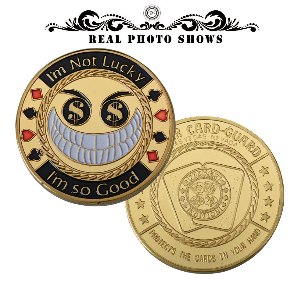 Amusing "I'm Not Lucky" & "I'm So Good" Big Smile Casino Challenge Coin Poker Token Coin Gold Plated For Decoration
Amusing "I'm Not Lucky" & "I'm So Good" Big Smile Casino Challenge Coin Poker Token Coin Gold Plated For Decoration