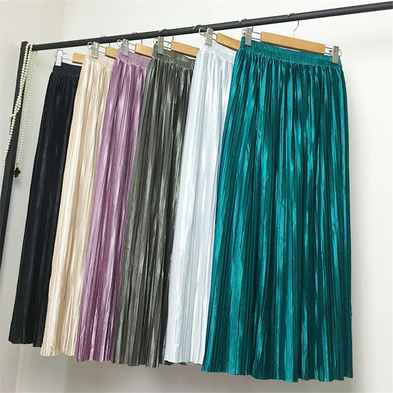 Spring Long Pleated Skirts Womens Spring 2018 Fashion Metallic Shine Draped Long Skirt Elastic High Waist Skirt Women
Spring Long Pleated Skirts Womens Spring 2018 Fashion Metallic Shine Draped Long Skirt Elastic High Waist Skirt Women