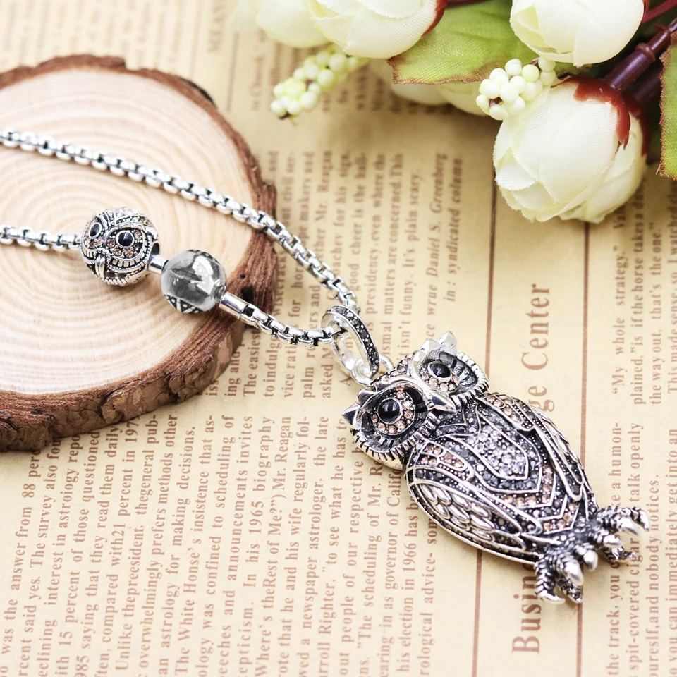Big Owl and Small Owl Blackened Silver Necklace,Europe Style Nice European Jewelry in 925 Sterling Silver with Zircon, Gift
Big Owl and Small Owl Blackened Silver Necklace,Europe Style Nice European Jewelry in 925 Sterling Silver with Zircon, Gift