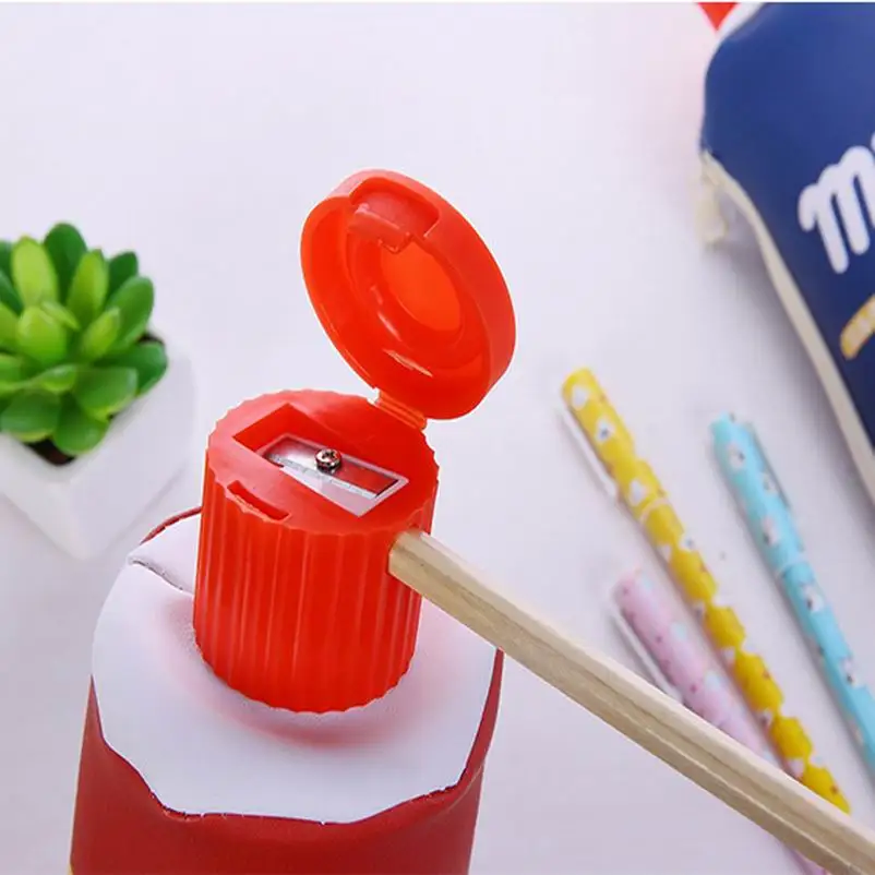 E 10PC Kawaii Simulation toothpaste PU Leather large capacity Pencil Case Stationery pencil bag with sharpener Supply | Канцтовары для