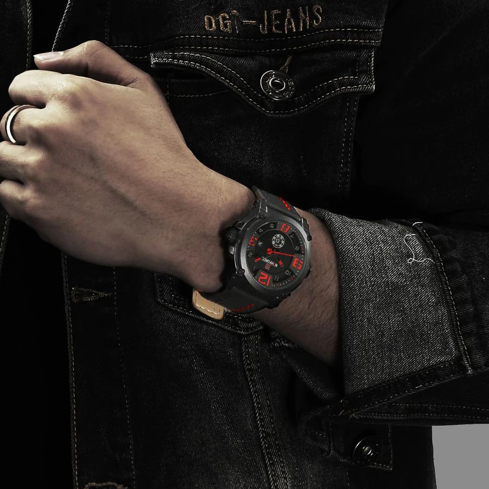Часы мужские кварцевые с кожаным ремешком водонепроницаемые | Наручные часы
