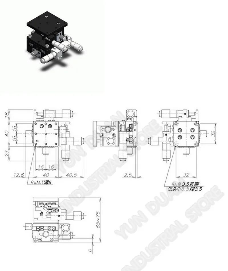 Manual Sliding Table 40*40mm XYZ Axis Trimming Station Displacement Platform Cross Roller Guide Way Linear StageLD40-RM
Manual Sliding Table 40*40mm XYZ Axis Trimming Station Displacement Platform Cross Roller Guide Way Linear StageLD40-RM