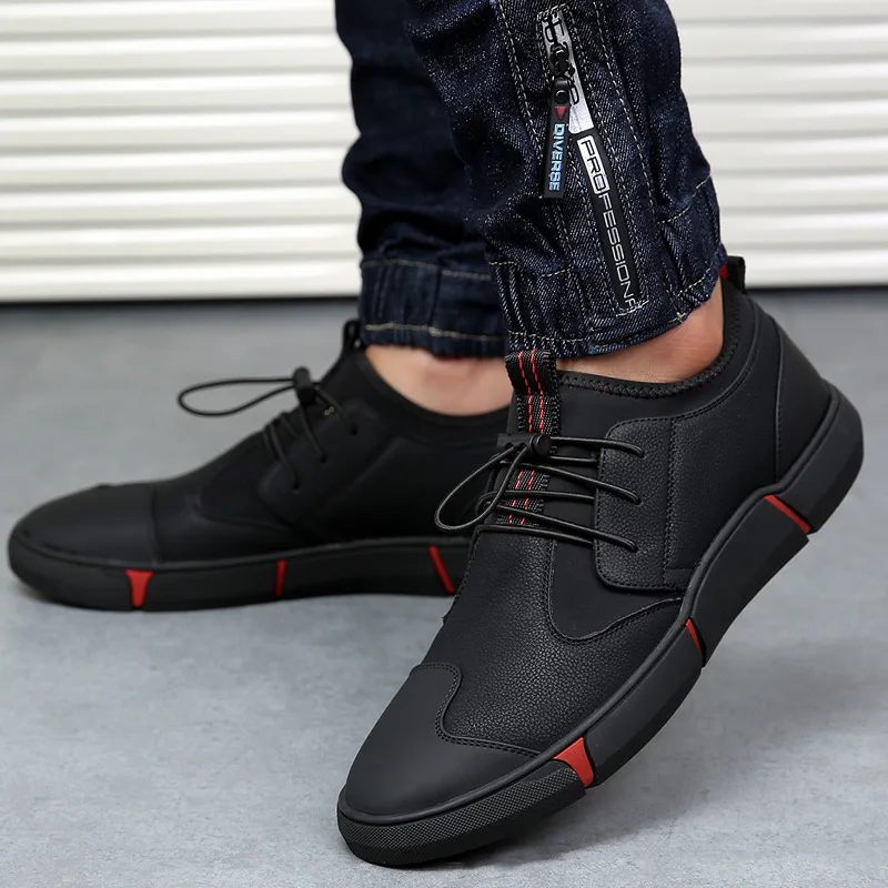 NEW Brand High quality all Black Men's leather casual shoes Fashion Breathable Sneakers fashion flats 
NEW Brand High quality all Black Men's leather casual shoes Fashion Breathable Sneakers fashion flats