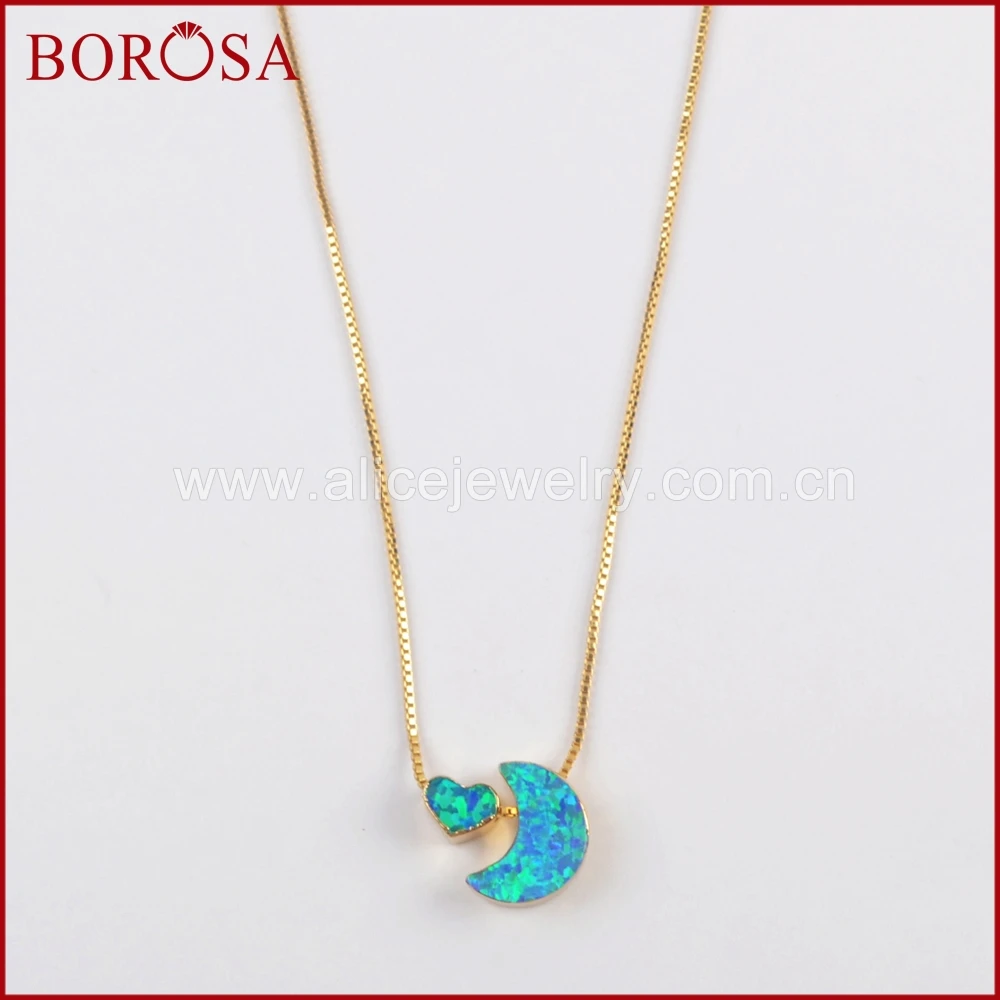 BOROSA 5PCS 2019 NEW Crescent & Heart Beads Gold Color Man-made Opal White/Blue Japanese Opal Pendants Necklace Jewelry G1572
BOROSA 5PCS 2019 NEW Crescent & Heart Beads Gold Color Man-made Opal White/Blue Japanese Opal Pendants Necklace Jewelry G1572