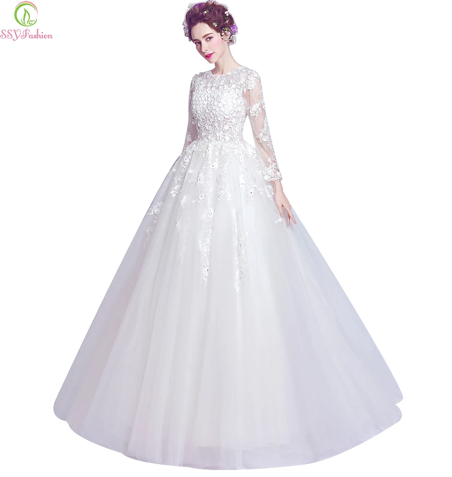 Vestido De Noiva Luxury SSYFashion Lace Flower Princess Wedding Dress Long Sleeved A-line Floor-length Elegant Wedding Gown
Vestido De Noiva Luxury SSYFashion Lace Flower Princess Wedding Dress Long Sleeved A-line Floor-length Elegant Wedding Gown