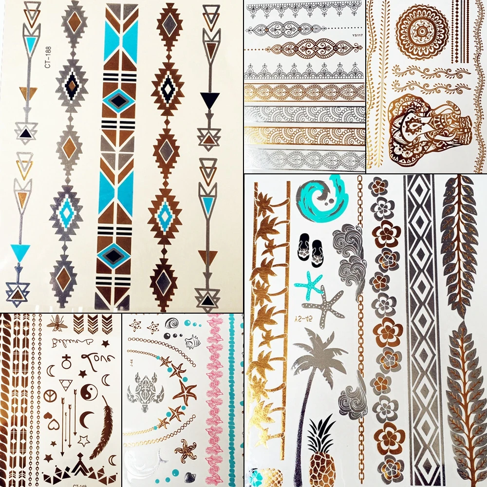 25 Designs Blue Gold Silver Chains Metallic Flash Tattoo Sticker Women Body Art Summer Style Golden Fake Waterproof Tattoo Decal
25 Designs Blue Gold Silver Chains Metallic Flash Tattoo Sticker Women Body Art Summer Style Golden Fake Waterproof Tattoo Decal