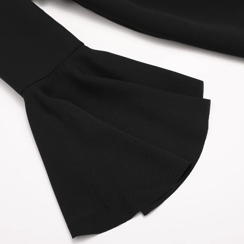 2019 New High Quality Autumn Notched Collar Women Long Flare Sleeve Ruffles Elite Slim Fishtail Black White Dress
2019 New High Quality Autumn Notched Collar Women Long Flare Sleeve Ruffles Elite Slim Fishtail Black White Dress