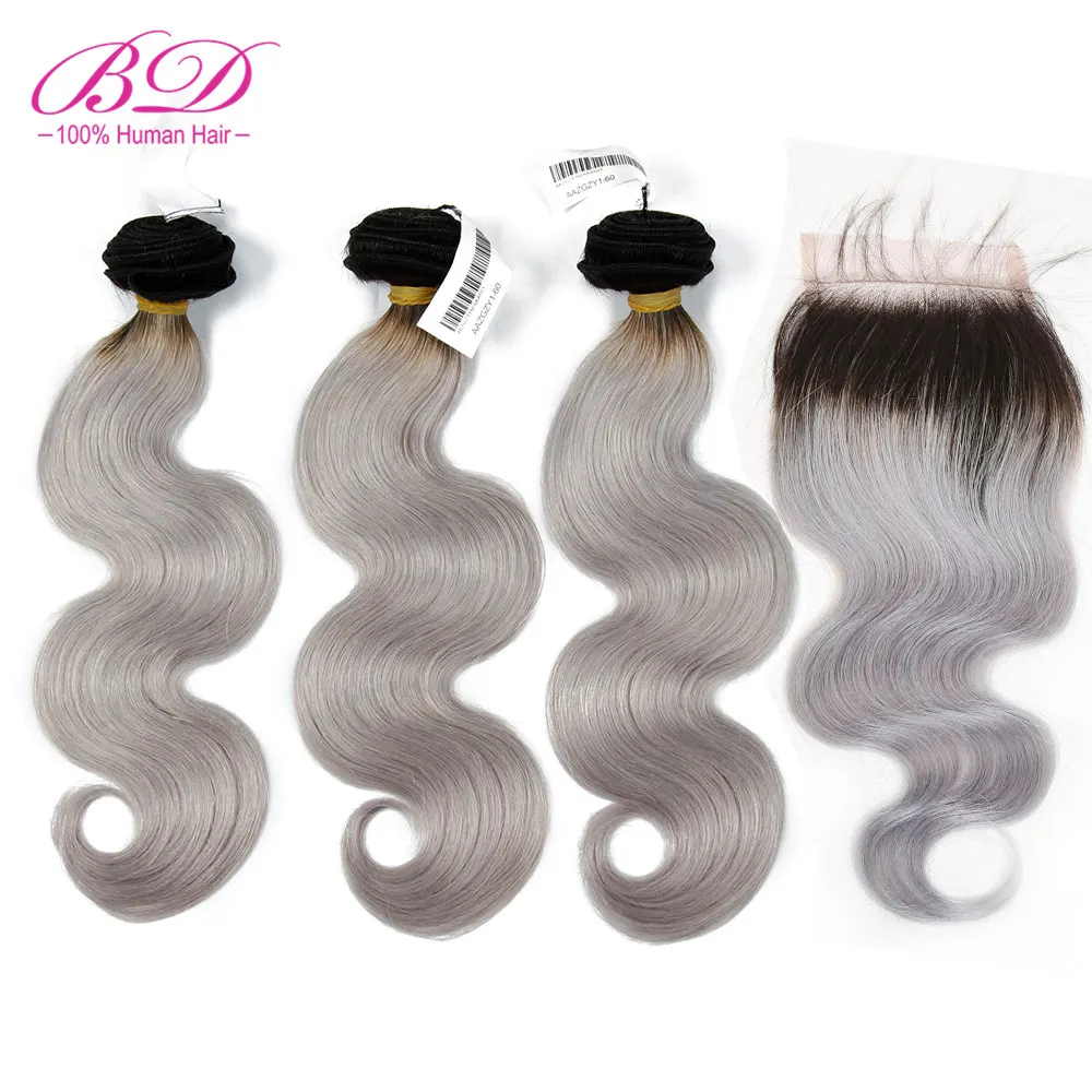 BD HAIR 1b Grey Ombre Human Hair Bundles with Closure Peruvian Body Wave Remy Hair Lace Closure With Hair Bundles
BD HAIR 1b Grey Ombre Human Hair Bundles with Closure Peruvian Body Wave Remy Hair Lace Closure With Hair Bundles