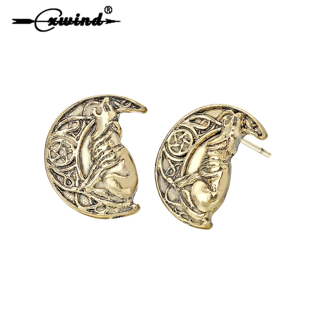 Cxwind Fashion Retro Charm Crescent Moon Earring Viking Jewelry Animal Howling Wolf Stud Earrings for Women Men Friend
Cxwind Fashion Retro Charm Crescent Moon Earring Viking Jewelry Animal Howling Wolf Stud Earrings for Women Men Friend