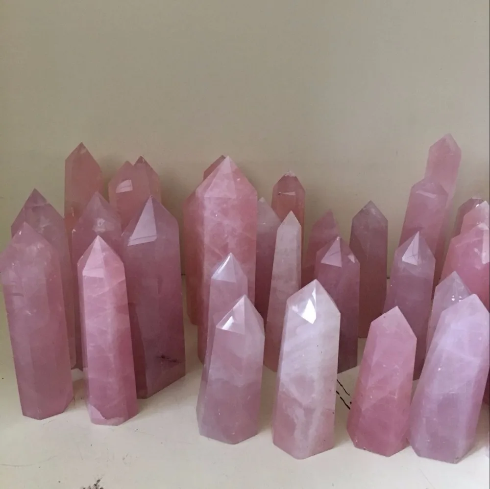 Wholesale 1kg Natural Quartz stone Pink Rose Crystal Obelisk Point Wand Energy Healing wand points
Wholesale 1kg Natural Quartz stone Pink Rose Crystal Obelisk Point Wand Energy Healing wand points