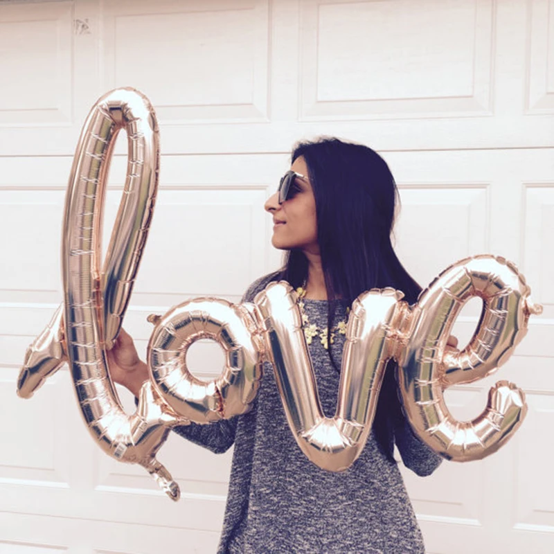 Ligatures Love Letter Foil Balloons Gold Silvery Champagne Large Letter Ballon Wedding Valentines Party Decorations Scene Props
Ligatures Love Letter Foil Balloons Gold Silvery Champagne Large Letter Ballon Wedding Valentines Party Decorations Scene Props