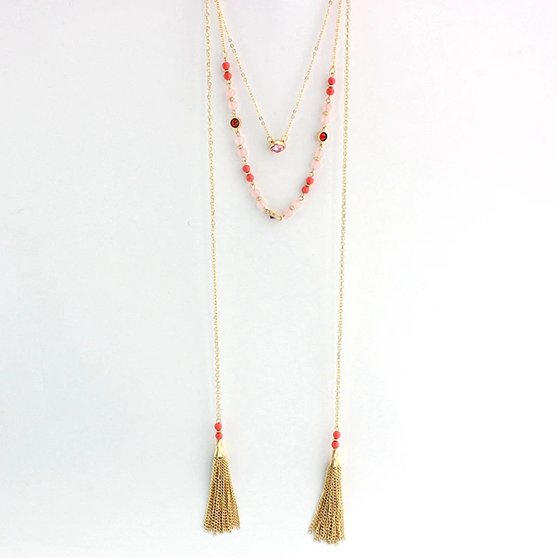 Female Pink Crystal Beads Multilayer Long Necklace Female 2016 Women Fashion Tassel Necklaces Pendants Colgantes Mujer Sne160101
Female Pink Crystal Beads Multilayer Long Necklace Female 2016 Women Fashion Tassel Necklaces Pendants Colgantes Mujer Sne160101