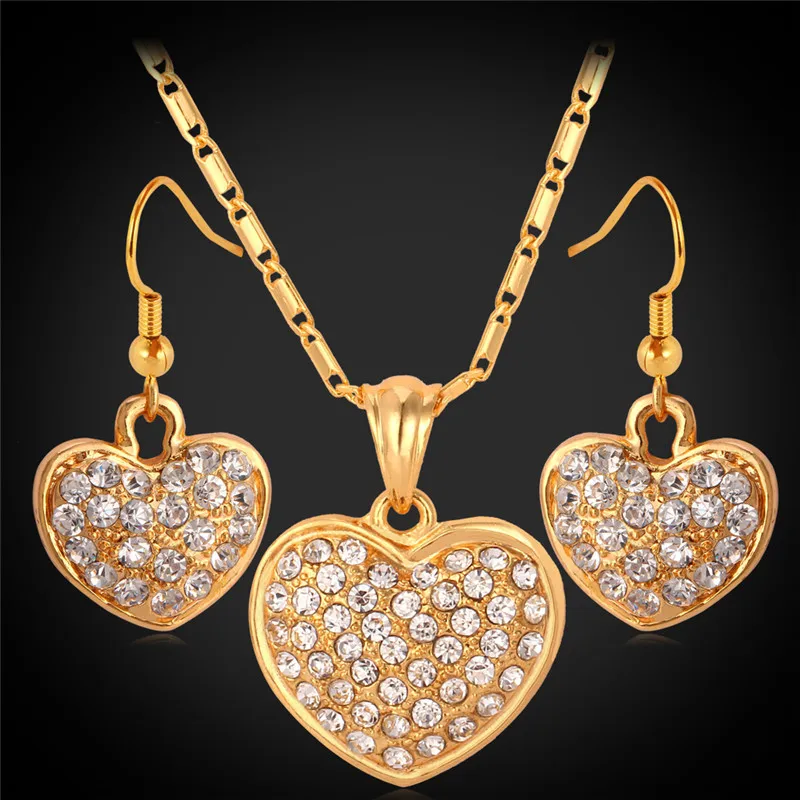 New Gold/Silver Color Hearts Pendant Necklace Earrings Jewelry Set Austrian Rhinestone Jewelry Set Gift For Women PE715
New Gold/Silver Color Hearts Pendant Necklace Earrings Jewelry Set Austrian Rhinestone Jewelry Set Gift For Women PE715