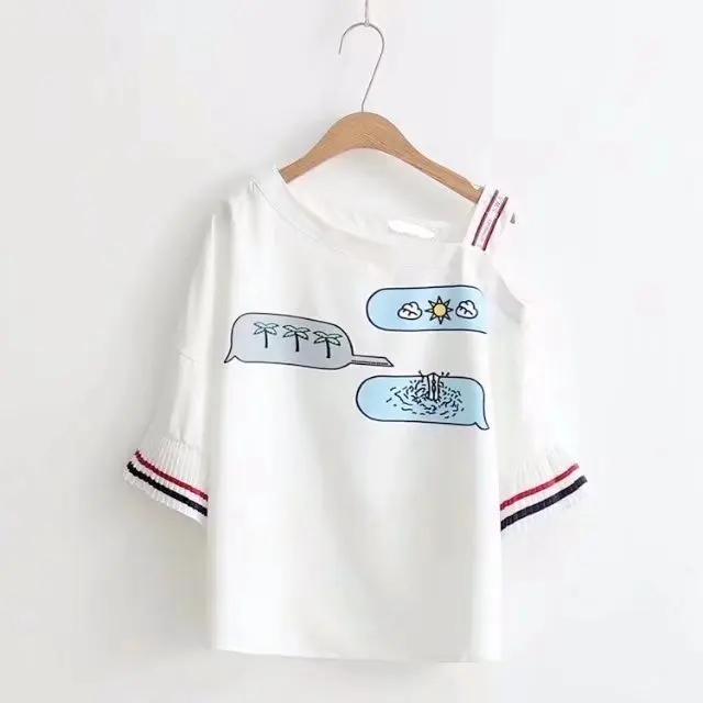 Japanese Mori girl 2018 New College Wind Dew shoulder trumpet Sleeve Print Chiffon Short Sleeve T-Shirt schoolgirl Tshirts
Japanese Mori girl 2018 New College Wind Dew shoulder trumpet Sleeve Print Chiffon Short Sleeve T-Shirt schoolgirl Tshirts