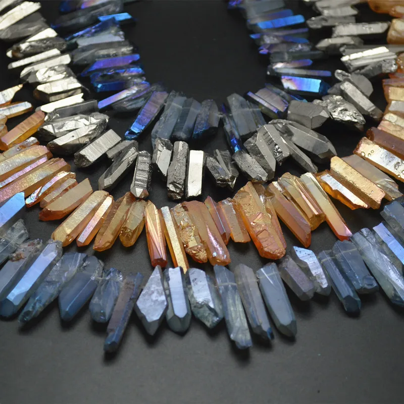 Mix color Electroplating Graduated Size Natural Rock Crystal Point Stone Loose Beads 4 strands per lot Fashion Jewelry
Mix color Electroplating Graduated Size Natural Rock Crystal Point Stone Loose Beads 4 strands per lot Fashion Jewelry